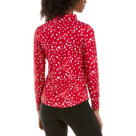 Ibkul Dot Print Adjustable Length Long Sleeve Polo - Picture 2 of 9